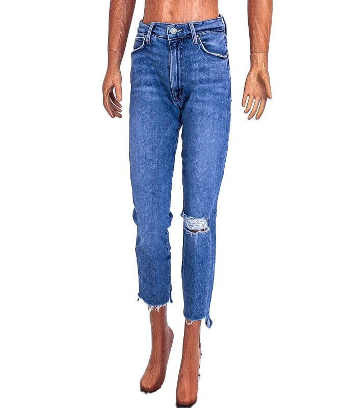 "The Stunner Ankle Step Fray" Jeans Trendy Bootcut High-Waisted Jeans