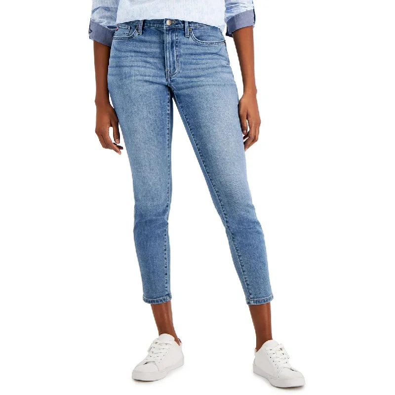 Tommy Hilfiger Womens High Rise Cropped Ankle Jeans Fashionable Vintage Wash Jeans