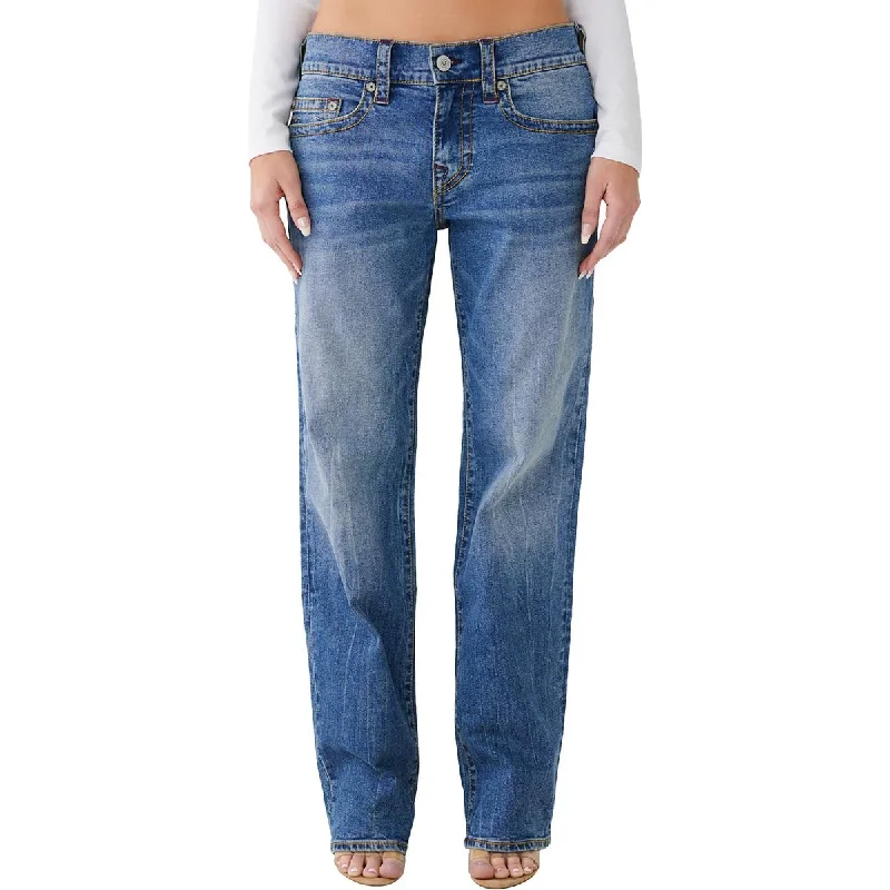 True Religion Womens Ricki Whisker Wash Relaxed Straight Leg Jeans Casual Straight-Leg Jeans