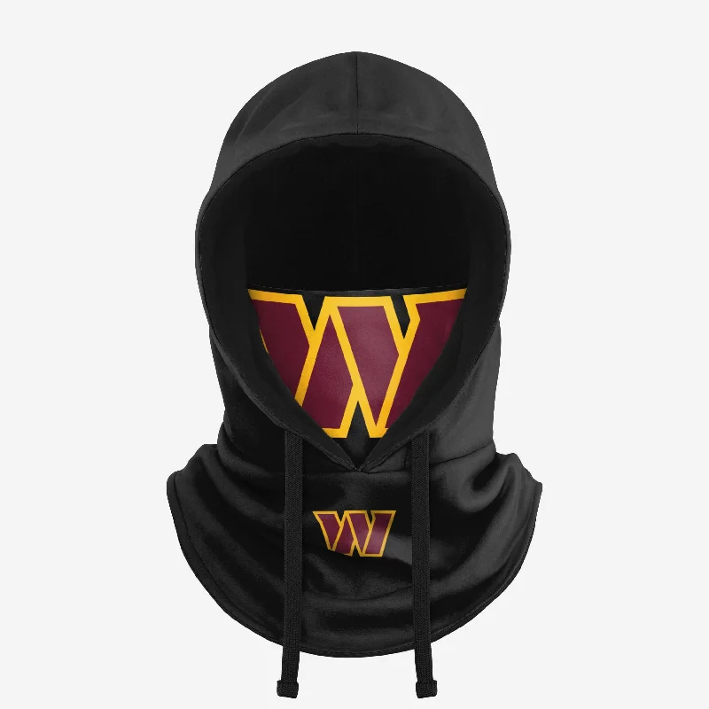 Washington Commanders Black Drawstring Hooded Gaiter Hoodie with Neon Bright Vibrant Washington Commanders Black Drawstring Hooded Gaiter Hoodie with Neon Bright Vibrant