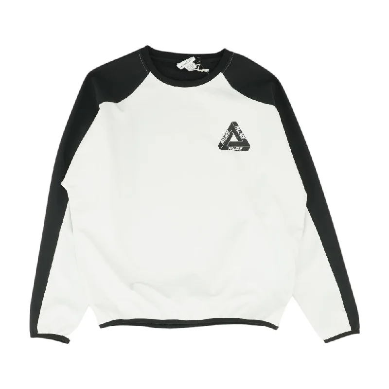 White Color Block Sweatshirt Pullover Hoodie with Pattern Geometric Abstract