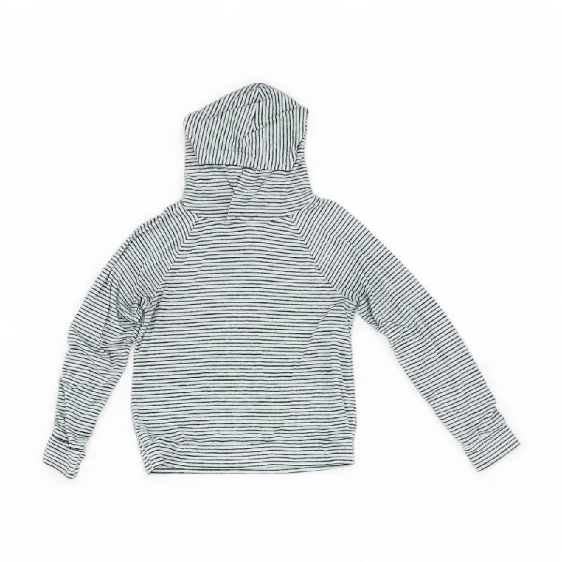 White Striped Hoodie Hoodie with Magnetic Closure Innovative Modern