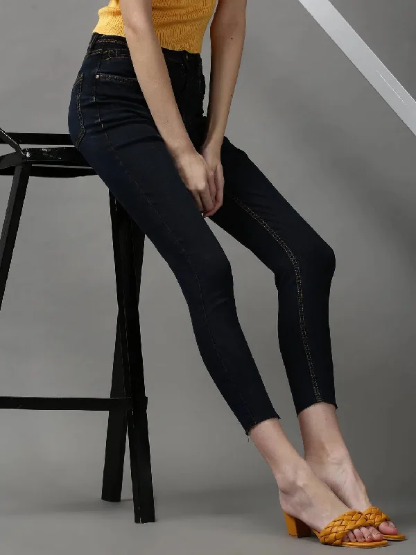 Women's Navy Blue Solid Skinny Fit Denim Jeans-GZ-5169-1-Navyblue Trendy Plus Size Jeans Women's Navy Blue Solid Skinny Fit Denim Jeans-GZ-5169-1-Navyblue Trendy Plus Size Jeans