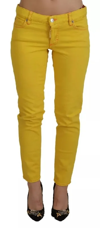Yellow Cotton Low Waist Cropped Jennifer Denim Jeans Stylish Relaxed Fit Skinny Jeans Yellow Cotton Low Waist Cropped Jennifer Denim Jeans Stylish Relaxed Fit Skinny Jeans