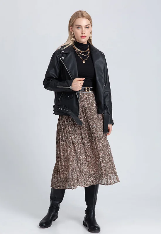 Printed Pleated Skirt (Free Size) lace skirt feminine