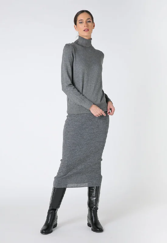 Thick Ribbed Long Skirt pencil skirt chic