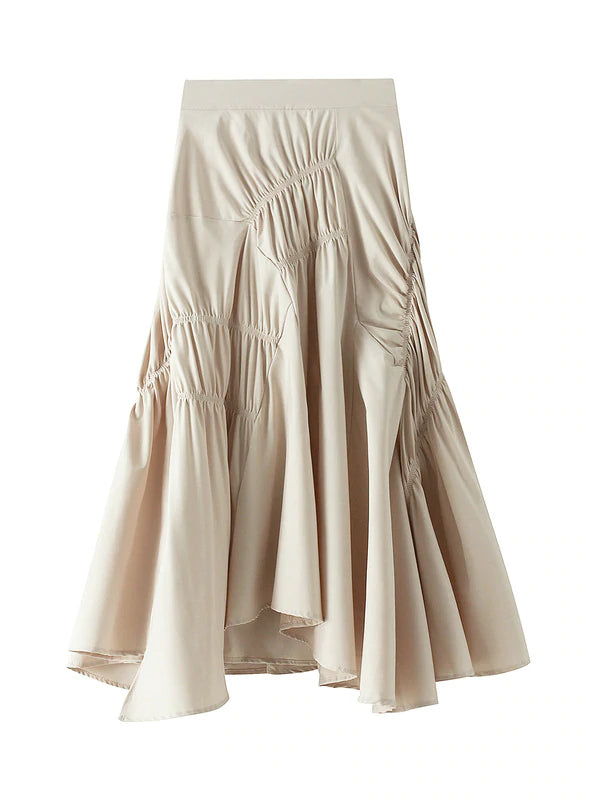 WRINKLED MEDIUM LONG SKIRT midi skirt versatile