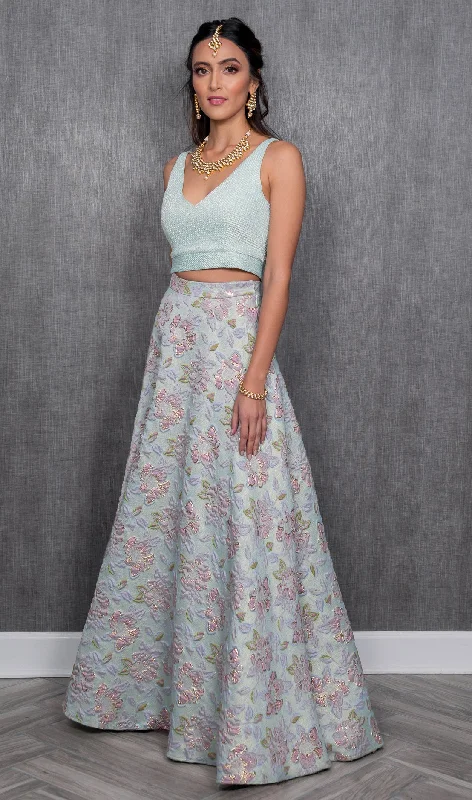 ARIANA Pastel Floral Skirt denim skirt stylish