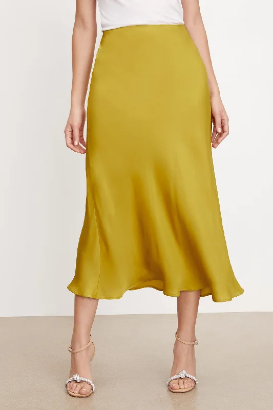 AUBREE SATIN MIDI SKIRT high waist skirt