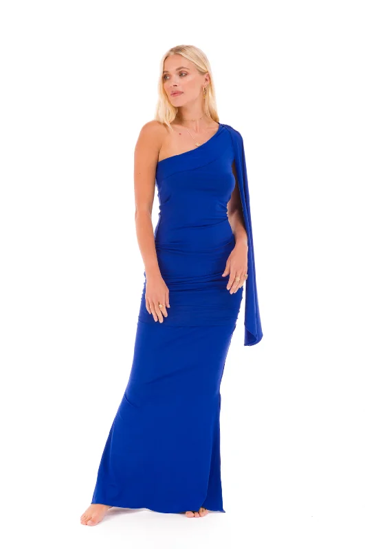SIDE SLIT SKIRT COBALT BLUE chiffon skirt flowing