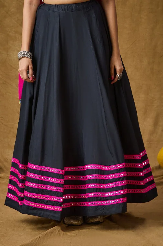 Black Cotton Embroidered Skirt velvet skirt luxurious