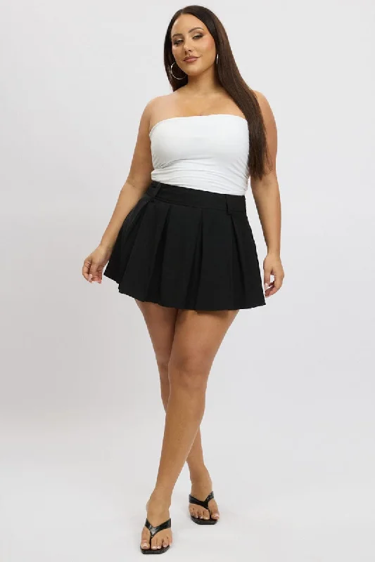 Black Pleated Mini Tennis Skirt lace skirt intricate