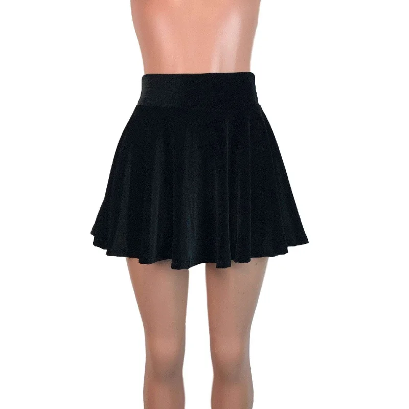 Skater Skirt - Black Velvet denim skirt stylish