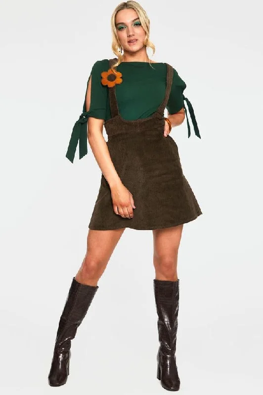 Bo Mustard Flower Corduroy Overall Skirt velvet skirt plush