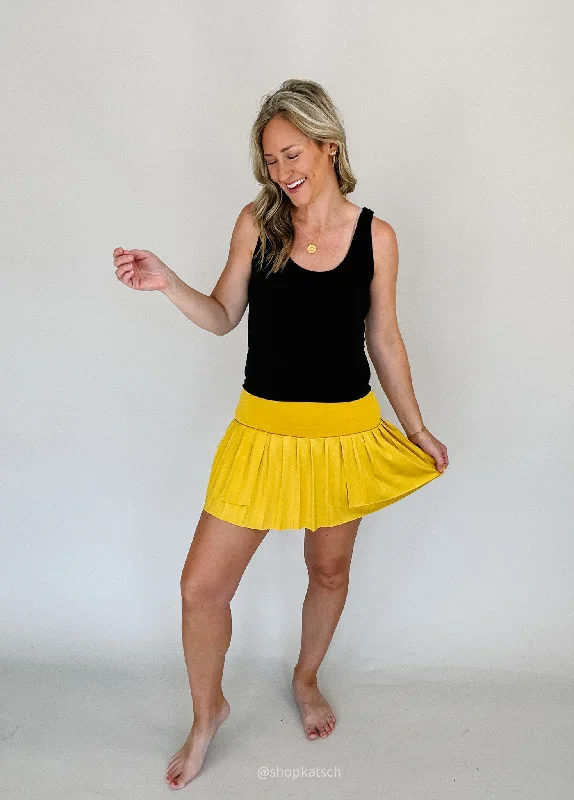 Catlett High Waisted Gold Skort slim fit skirt