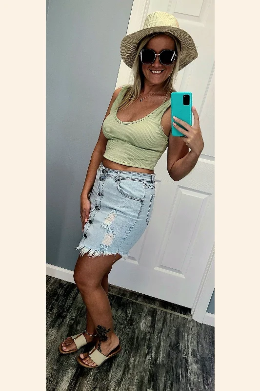 CC9955 Vintage Havana DISTRESSED ANGLED HEM SKIRT zip skirt side