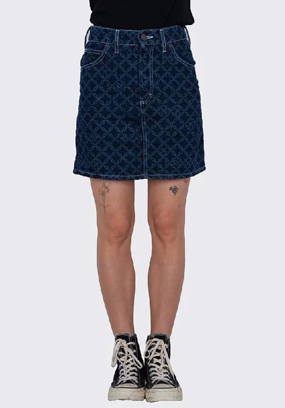CHARLES JEFFREY LOVERBOY CJLAW22ADS ETCHED ART DENIM SKIRT cashmere skirt plush
