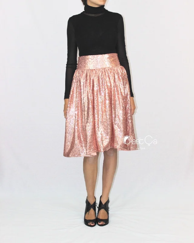 Charlotte Blush Pink Sequin Skirt chiffon skirt lightweight
