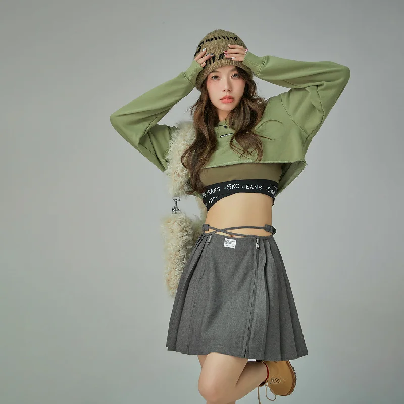 Criss Cross High Waist Pleated Skirt silk skirt sleek