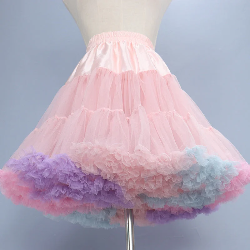 Retro Rainbow Petticoat Tutu Underskirt wool skirt warm