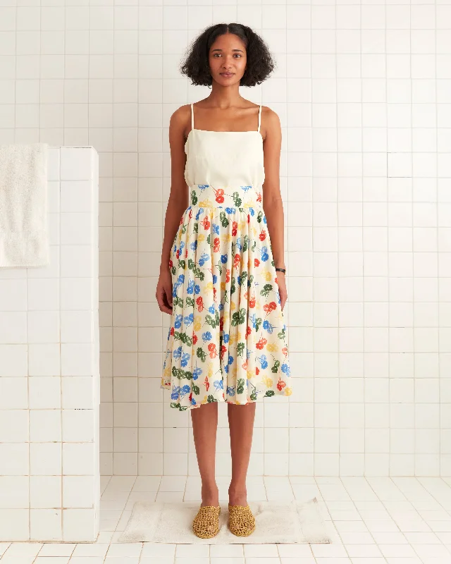 Flower Stamp Skirt silk skirt sleek