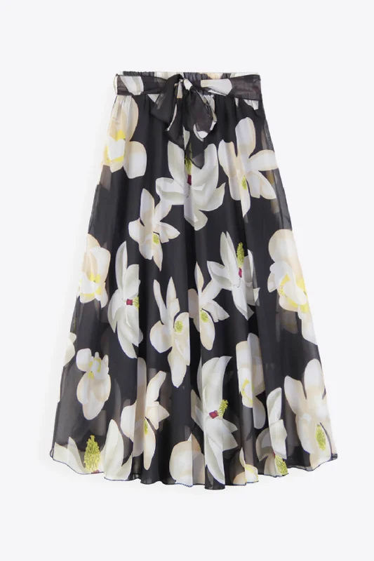 Full Size Floral Tie-Waist Skirt cotton skirt soft