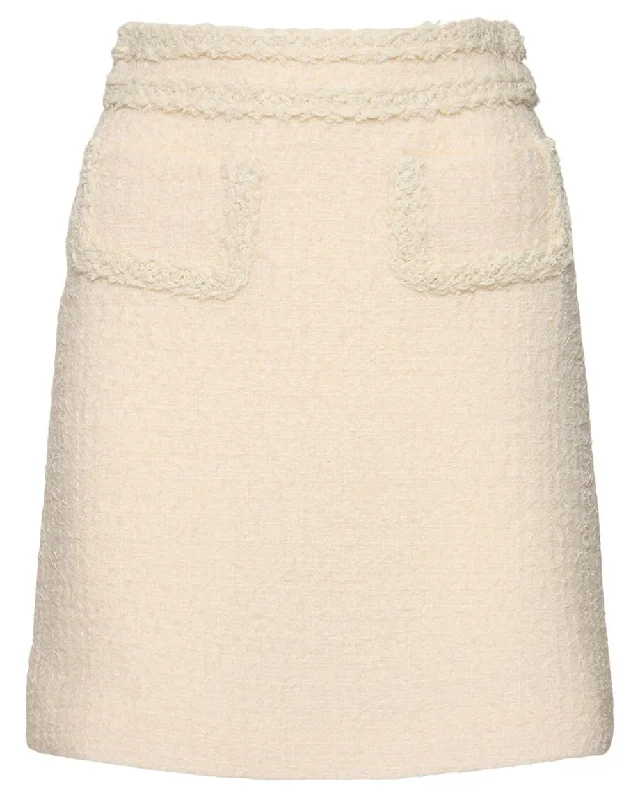 Ivory Boucle Mini Skirt modal blend skirt