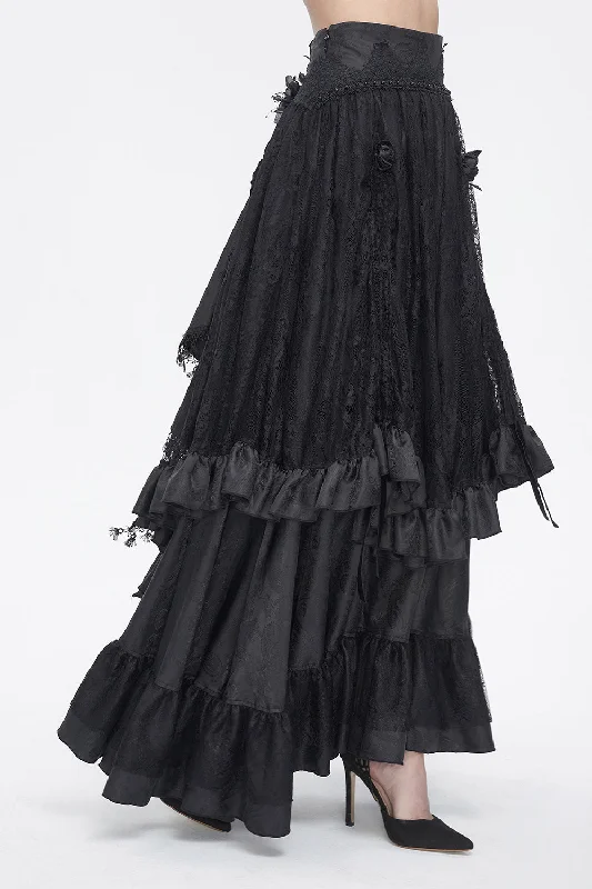 Gothic Manor Ruffled Skirt patchwork skirt art