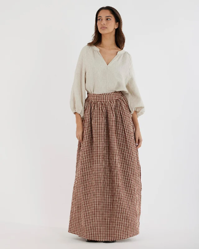 Hazel Checked Wrap Skirt zip skirt side