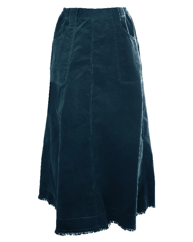 Hev Teal Cord Paneled Skirt seamless skirt comfort