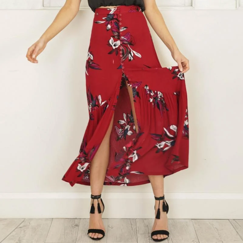 High Waist Boho Floral Chic Long Skirt vintage skirt charm