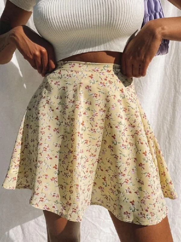 BerriesJam - High Waist Short Beach Sexy Frills Mini Skirt spandex blend skirt