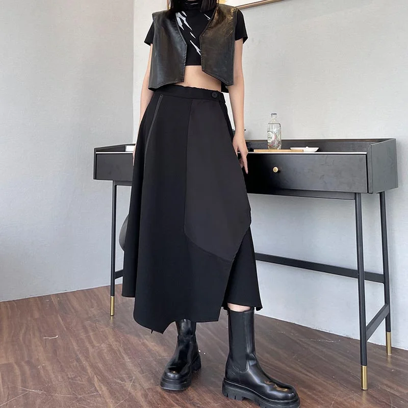 High Waist Zipper Slit A-Line Skirt corduroy skirt durable