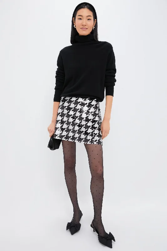 Houndstooth Sequin Meg Mini Skirt chiffon skirt airy