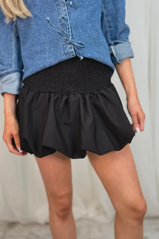 Indie Puffball Skirt In Black casual skirt length