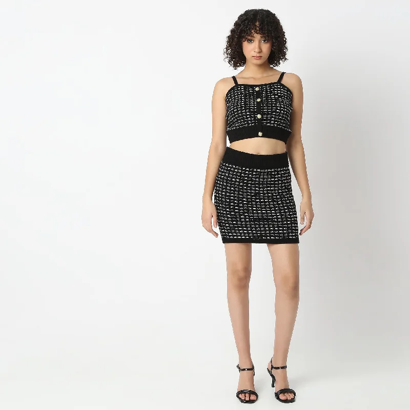 Jacquard Above Knee Skirt spandex blend skirt