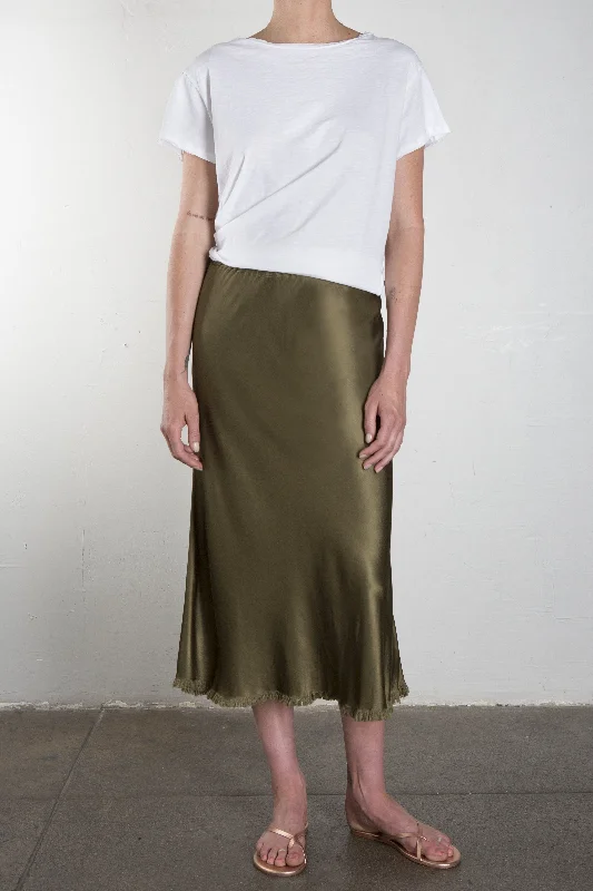 Riley Skirt Vintage Satin - Olive corduroy skirt cozy