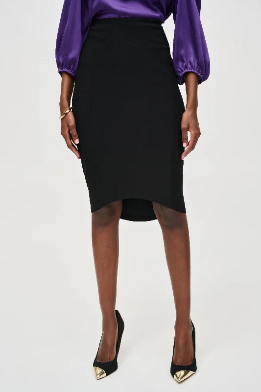 Joseph Ribkoff Black High Waist High-Low Pencil Skirt 243245 high slit skirt
