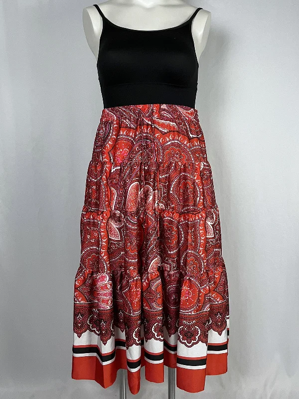 LAUREN Ralph Lauren Size 14 Red & White Paisley Skirt NWT linen skirt natural