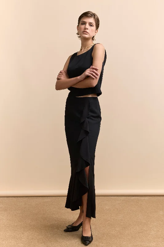 Long skirt with frills mini skirt trendy