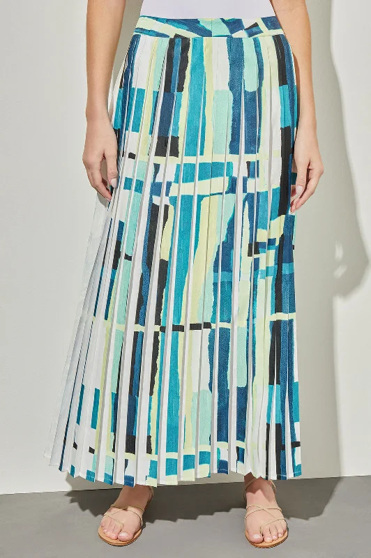 Maxi A-Line Skirt - Abstract Pleated Woven relaxed fit skirt