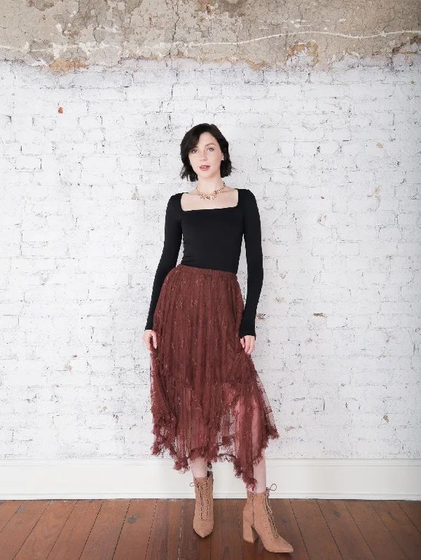Maya Layered Lace Skirt linen skirt natural
