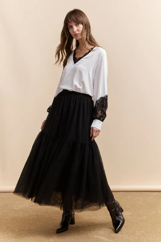Mesh skirt silk skirt lustrous