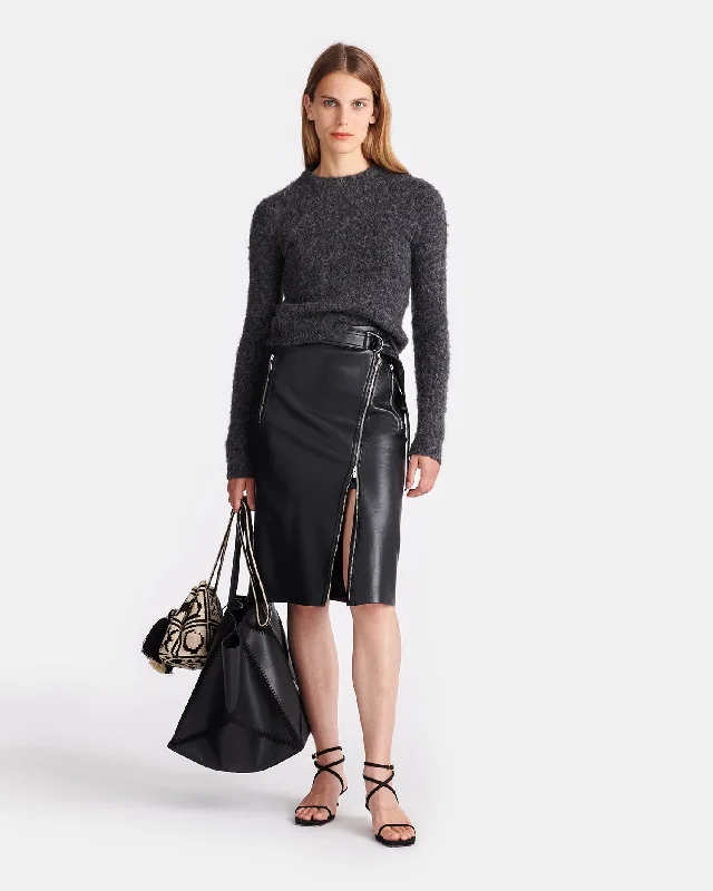Tillie - Regenerated Leather Skirt - Black corduroy skirt durable