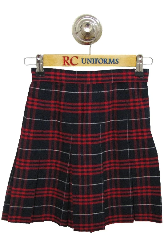 Plaid 37 Box Pleat Skirt zip skirt side