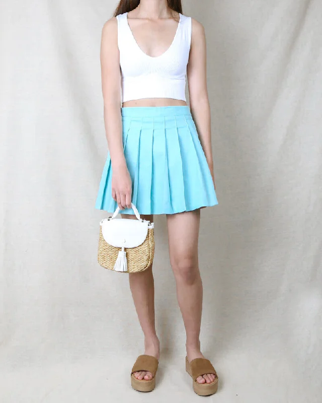 Princess Pleated Mini Tennis Skirt in Baby Blue lightweight skirt design
