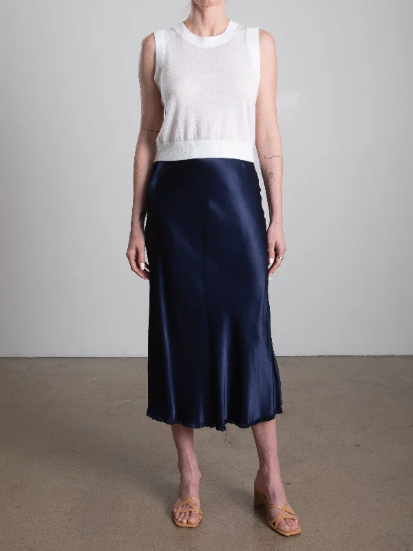 Riley Skirt in Vintage Satin - Night wool skirt thick