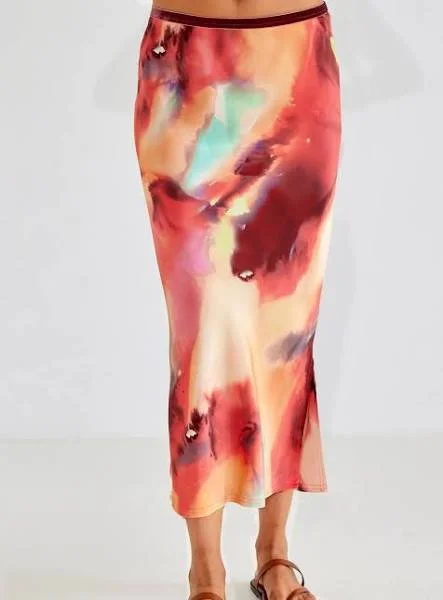 S193 Go Silk Go Long for it Skirt Printed a-line skirt cut