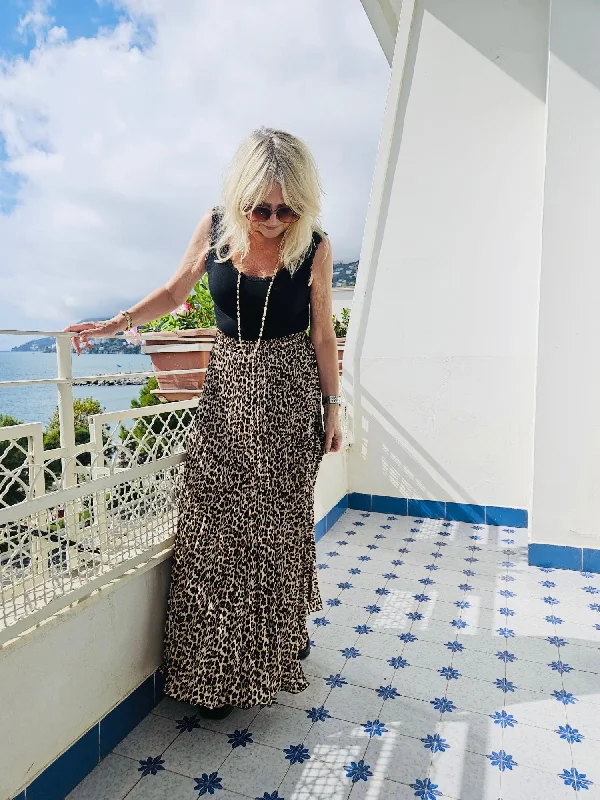 Satin Pleated Skirt Leopard wool skirt breathable