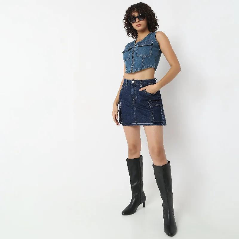 Short Length High Rise Denim Skirt cashmere skirt soft
